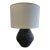 1960s Sculptural Charcoal Ceramic Table Lamp With Linen Shade For Sale