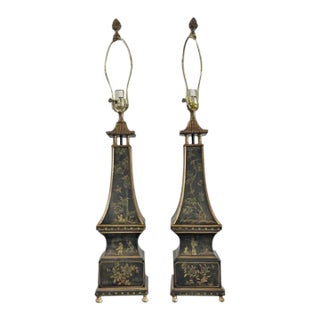 21st Century Chinoiserie Tole Pagoda Lamps - a Pair For Sale