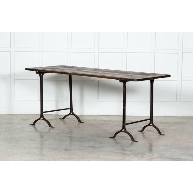 19th Century Iron & Pine Trestle Table, 1890s For Sale - Image 9 of 18