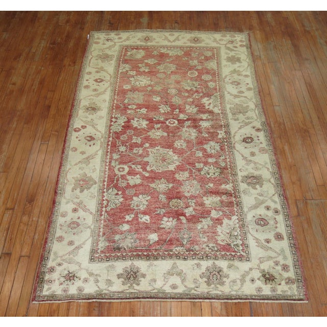 Early 20th Century Early 20th Century Zabihi Collection Crimson Red Turkish Oushak Carpet - 5'3" x 9'11" For Sale - Image 5 of 12
