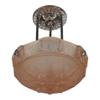 French Art Deco Pendant Light by Petitot & Muller Freres 1930s France For Sale