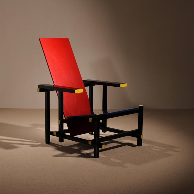 Early Red and Blue Chair by Gerrit Rietveld for Cassina, Italy, 1970s For Sale - Image 11 of 11