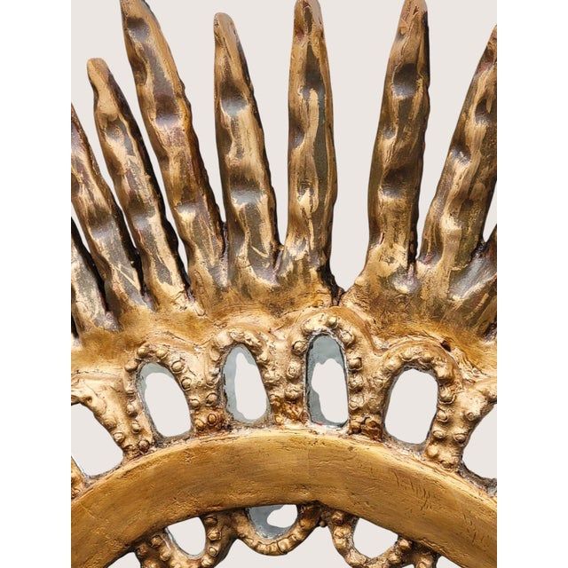 Italian 19th Century Italian Gilded Sunburst Mirror – Handcrafted Solid Wood For Sale - Image 3 of 9