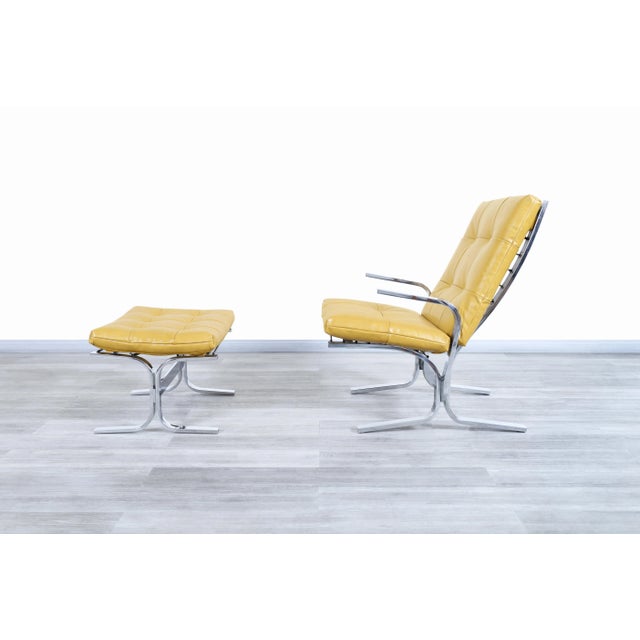 Vintage Chrome and Leather Lounge Chair and Ottoman - 2 Pieces For Sale - Image 4 of 12