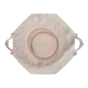 1930's Depression Era Pink Etched Glass Serving Plate