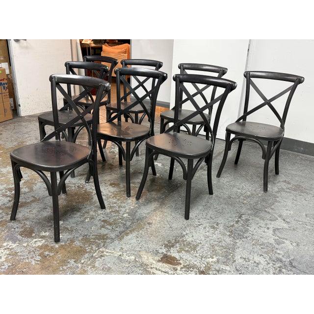 French Restoration Hardware Metal Madeleine Side Chairs, Set of Eight For Sale - Image 3 of 12