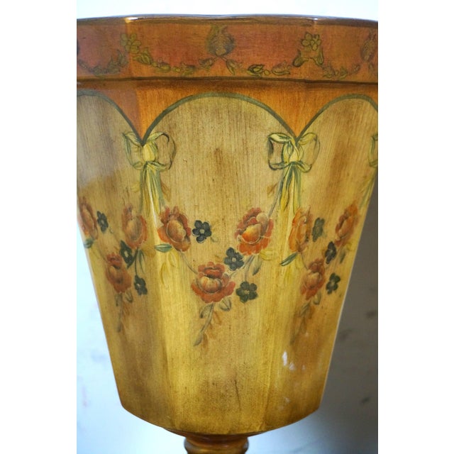 Late 20th Century Late 20th Century Octagonal Neoclassical Swag Rose Porcelain Mantel Urns Trophy Vases- Set of 2 For Sale - Image 5 of 12