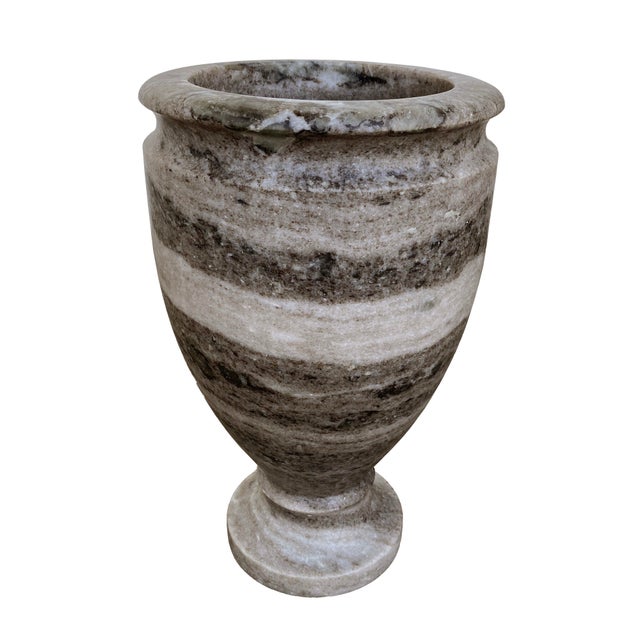 A handsome marble vase with beautiful dark and light greige-tones and patterns. The perfect accessory for tricky areas...