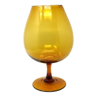 Empoli Oversized Amber Glass Brandy Snifter For Sale