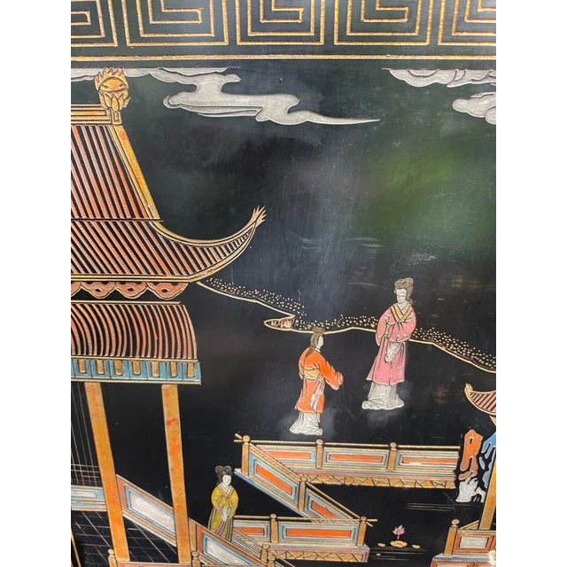 Black Mid 20th Century Chinoiserie Wall Art For Sale - Image 8 of 8