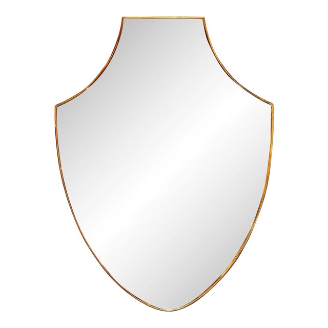 Vintage Italian Curvilinear Brass Wall Mirror 1960s For Sale