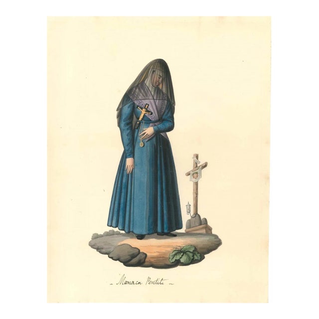 Manca Penitente - Watercolor by M. De Vito - 1820 ca. 1820 c.a. For Sale