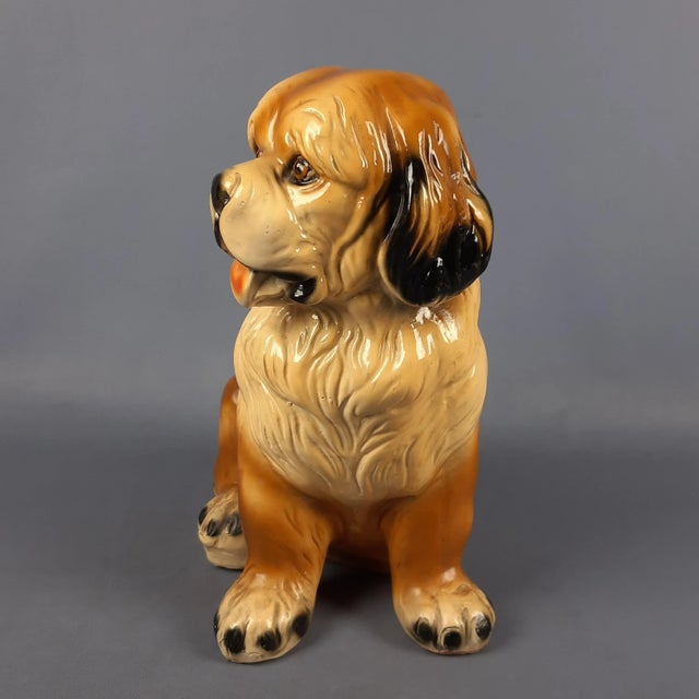 1970s Brown St. Bernard Dog Sculpture in Plaster, 1970s For Sale - Image 5 of 11