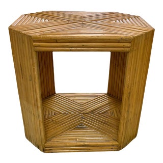 Mid Century Rattan Rolling Bar Cart/Side Table/Dry Bar For Sale