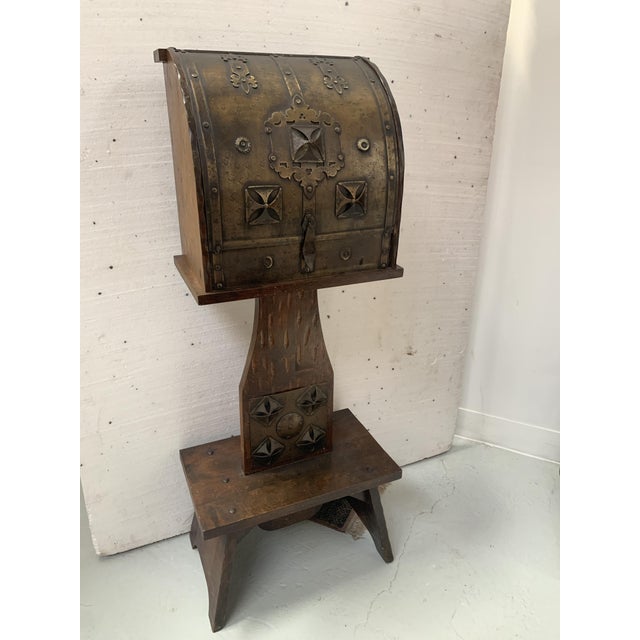 Wooden and Metal Box on Stand For Sale - Image 5 of 10