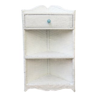 Vintage Wicker Corner Cabinet For Sale