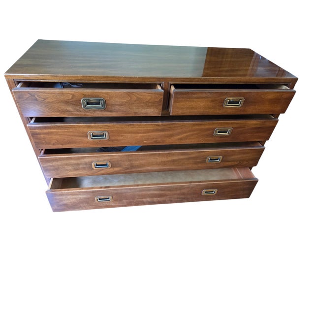 1980s Ethan Allen Canova Campaign Dresser Chest of Drawers Console Sideboard For Sale - Image 9 of 18