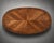 Vintage Oval Coffee Table – Bookmatched Veneer Top in Satin Walnut With Black & Gold Gilded Base – 48" W For Sale In Los Angeles - Image 6 of 7