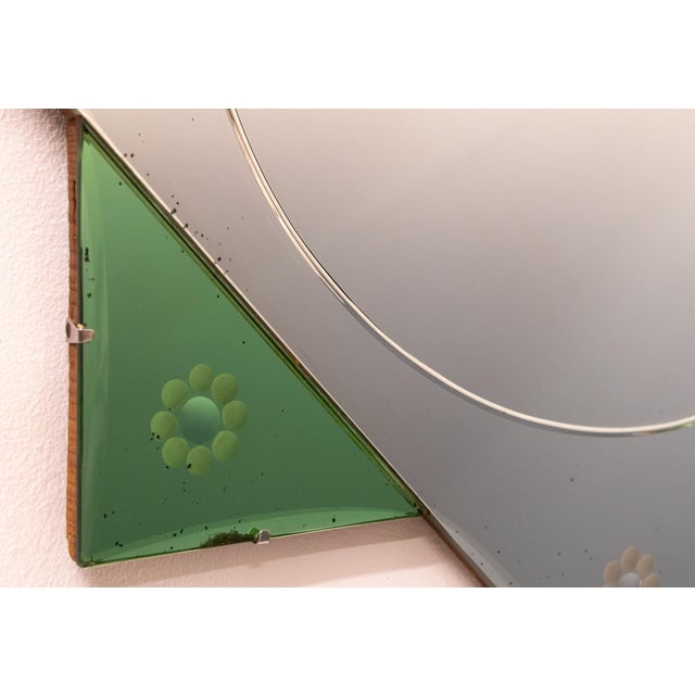 Art Deco English Green Eight Pointed Wall Mirror, 1930s For Sale - Image 6 of 11