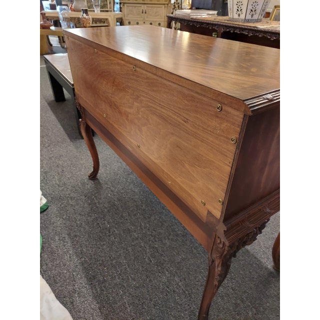 Brown Antique French Carved Flame Mahogony Server Chest For Sale - Image 8 of 9