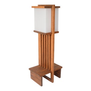 Vintage 1970s Frank Lloyd Wright Style American Mission Floor Lamp For Sale