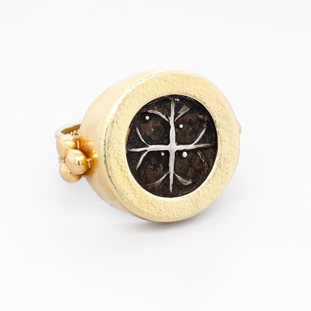 Retro 18k Signet Ring With an Ancient Athenian Drachma Coin For Sale - Image 9 of 15
