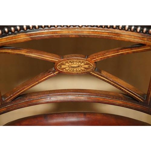 Wood Antique Victorian Brown Leather Captain's Chair by Cornelius V. Smith, 1885 For Sale - Image 7 of 18