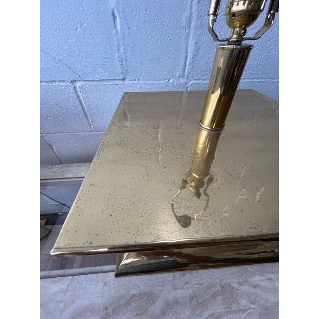 1970s Modernist Sculptural Hollywood Regency Brass Table Lamps Karl Springer Style - a Pair For Sale - Image 10 of 12