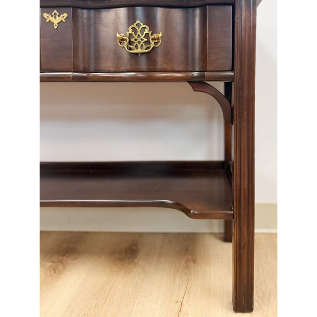Wood Vintage Console Table Harden Traditional Brass Pulls Hall Entry Table Sofa Table For Sale - Image 7 of 14
