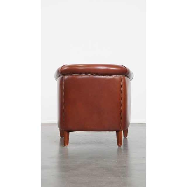 Cowhide Leather Club Chair with Decorative Nails For Sale - Image 4 of 14