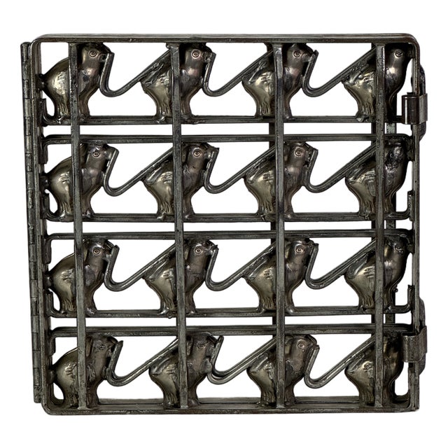 Antique 16 Count Baby Chicks Metal Hinged Chocolate Mold For Sale