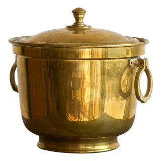 Lidded Ice Bucket in Patinated Brass by Nader, 1950s For Sale