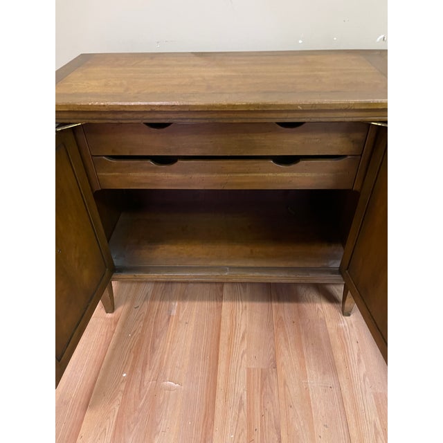 Wood 1960s Baker Furniture Walnut Credenza With Brass Pulls For Sale - Image 7 of 10