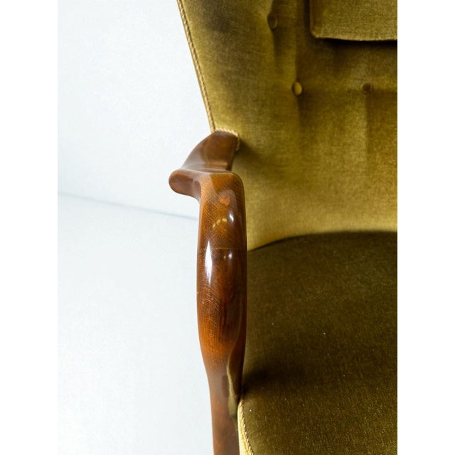 Vintage Danish Lounge Chairs in Green Velvet by Alfred Christensen, 1940s, Set of 2 For Sale - Image 6 of 9