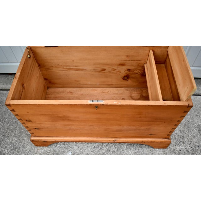 Vintage Doveatiled Pine Trunk Farmhouse Stye Blanket Chest Storage For Sale - Image 13 of 15
