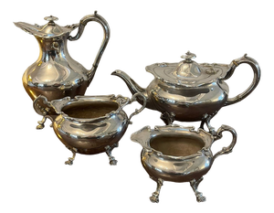 Antique Edwardian Silver Plated Tea Set, 1900s, Set of 4