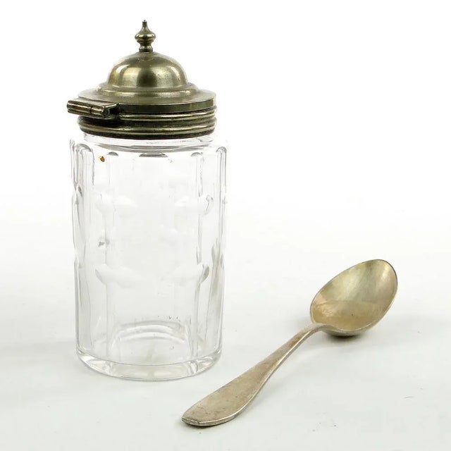 German Biedermeier Mustard Container with Spoon, 1930s, Set of 2 For Sale - Image 6 of 11