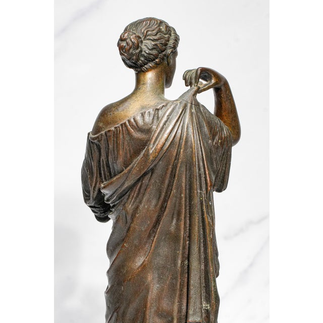 Wonderful High Quality Large Antique Victorian Bronze Statue Sculpture Diana of Gabii Neoclassical Woman Grand Tour For Sale - Image 11 of 17