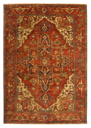 Exquisite Rugs Serapi Hand knotted Wool Red/Multi Rug-10'x14'
