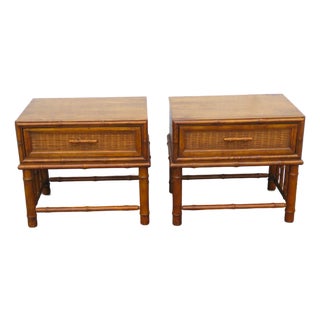 American of Martinsville Hollywood Regency Bamboo Nightstands End Tables a Pair 6122 For Sale