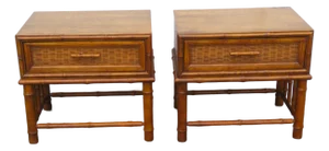 American of Martinsville Hollywood Regency Bamboo Nightstands End Tables a Pair 6122