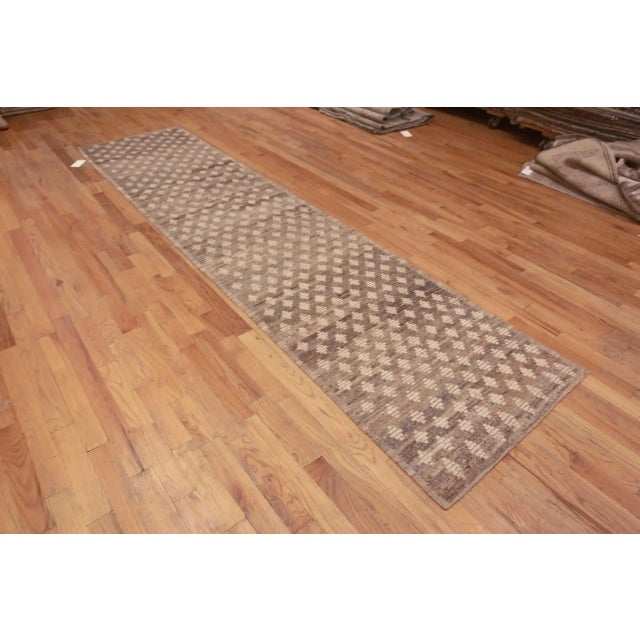 A Beautifully Artistic and Decorative Neutral Earthy Color Tribal Geometric Design Modern Hallway Runner Abrash Rug,...