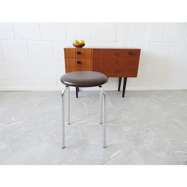 Brown Brown Stool with Chrome Frame, 1970s For Sale - Image 8 of 11