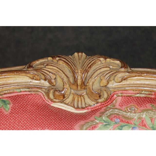 Gorgeous Pair of Paint Decorated Upholstered French Large Bergere Chairs For Sale - Image 13 of 13