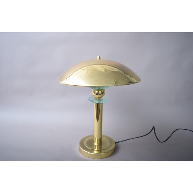 Brass Mushroom Table Lamp with Glass Ring Details, 1990s For Sale - Image 9 of 10