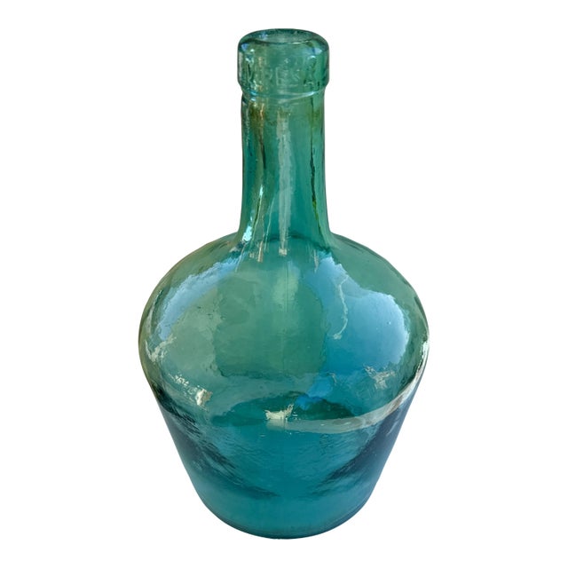 Early 20th Century Green Glass Demijohn Bottle For Sale