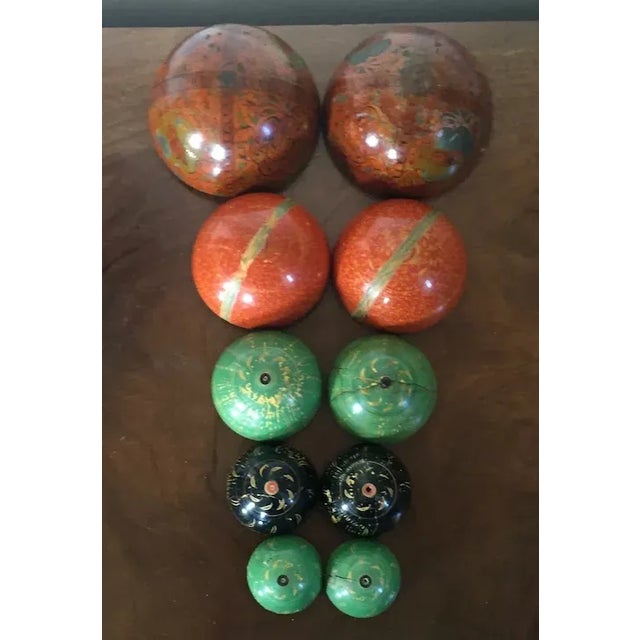 Antique 19th Century English Regency Anglo Indian Painted Stacked Balls - Set of 5 For Sale - Image 9 of 13