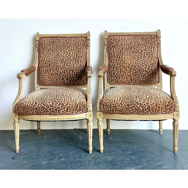 Vintage Regency Leopard Fauteuil Chairs - A Pair For Sale - Image 11 of 12