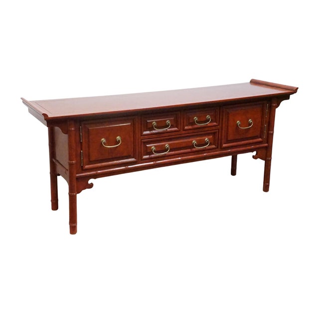 Century Furniture Century Furniture Asian Chinoiserie 73" Buffet / Sideboard W. Faux Bamboo Details For Sale - Image 4 of 13
