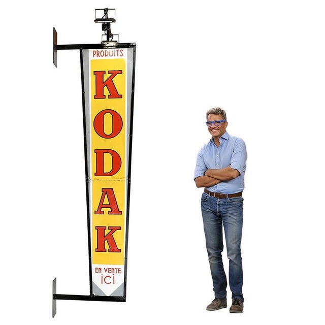 Large Enameled Flag Light Sign from Kodak For Sale - Image 3 of 9